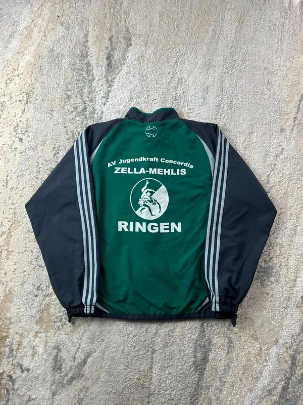 Vintage Retro anos 90 adidas Windbreaker Verde Cinza Jaqueta com Zíper Tamanho G – photo 8